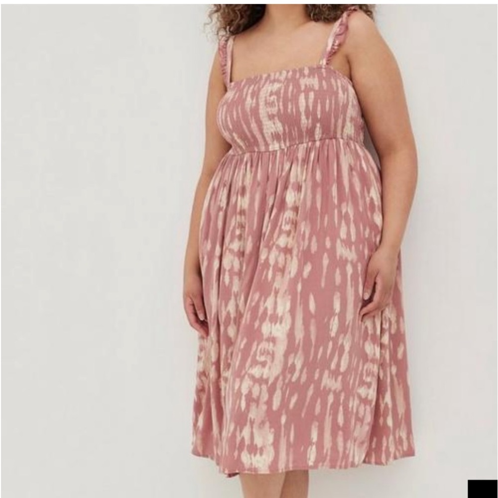Torrid MIDI Challis Smocked Tiered Dress plus size 5X